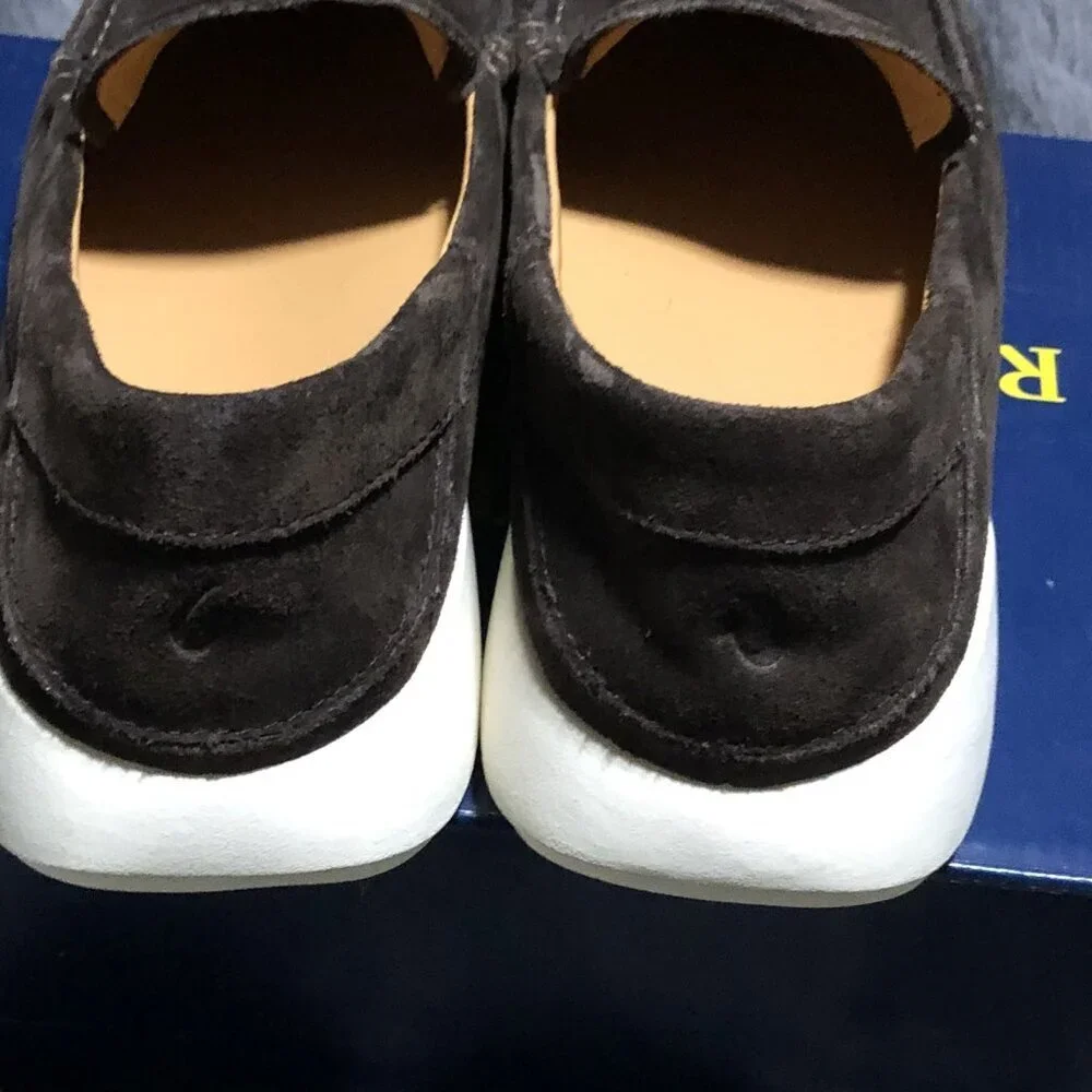 OluKai Ka‘a Loafer Men’s Size 7, Dark Brown Leather Slip-On Shoes NWOB
